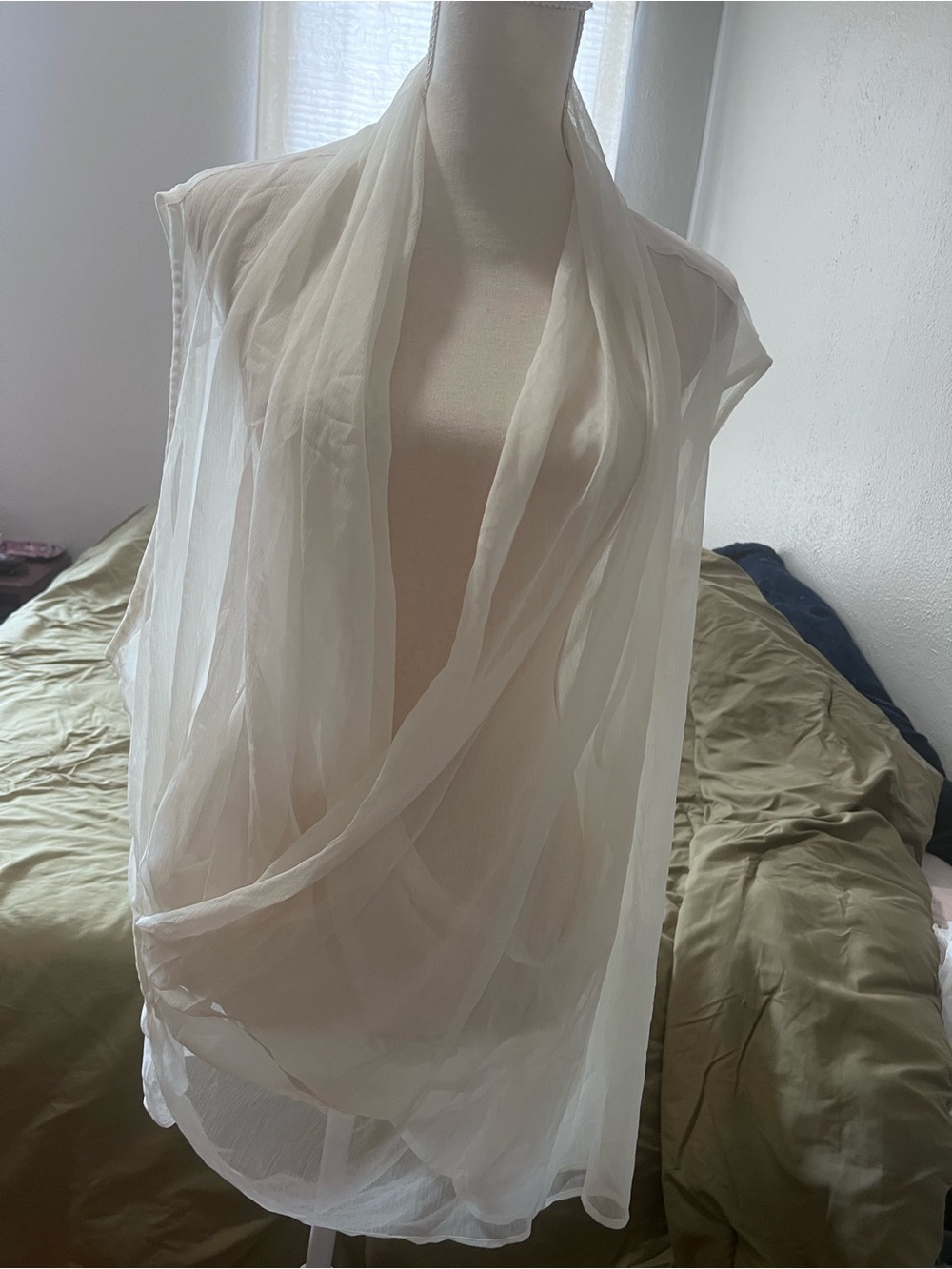 ASOS Sheer Ivory Draped Chiffon Vest Plus Size Party Top